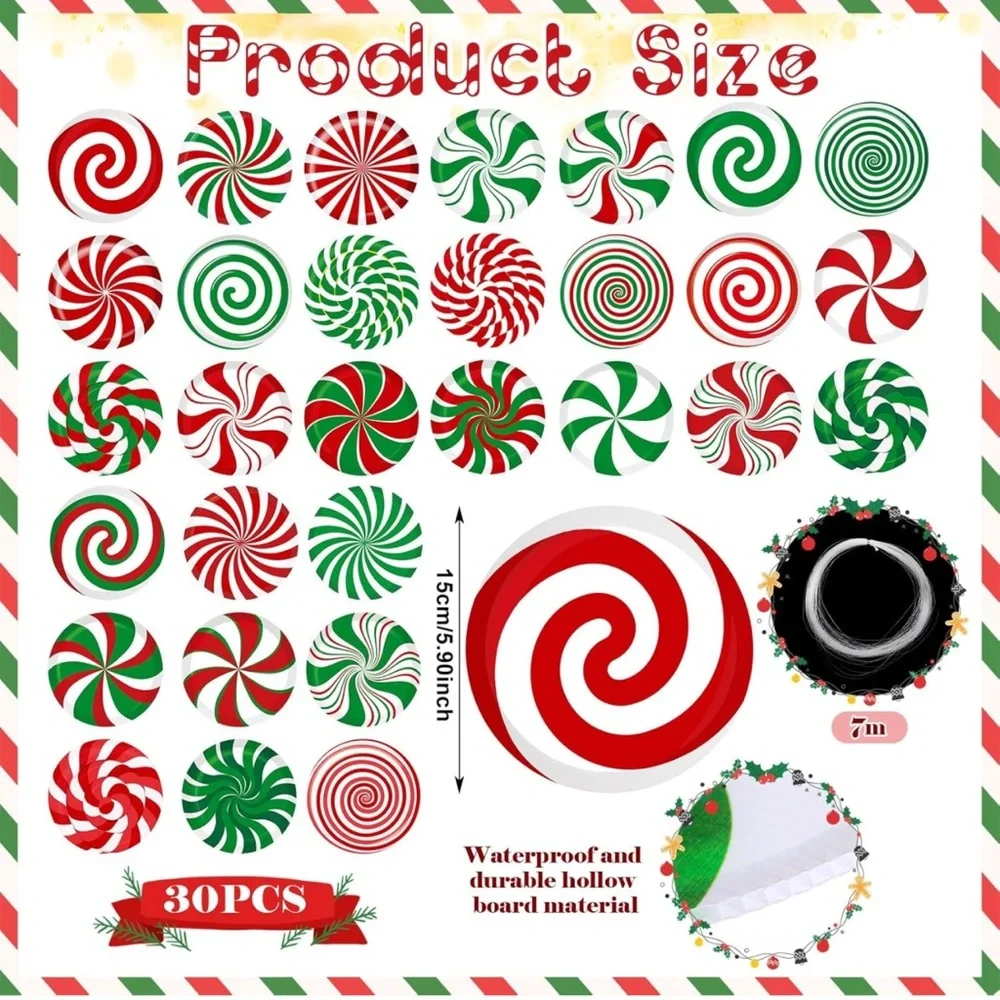 30 PCs 6” D inches ball shape Christmas candy decoration ornaments